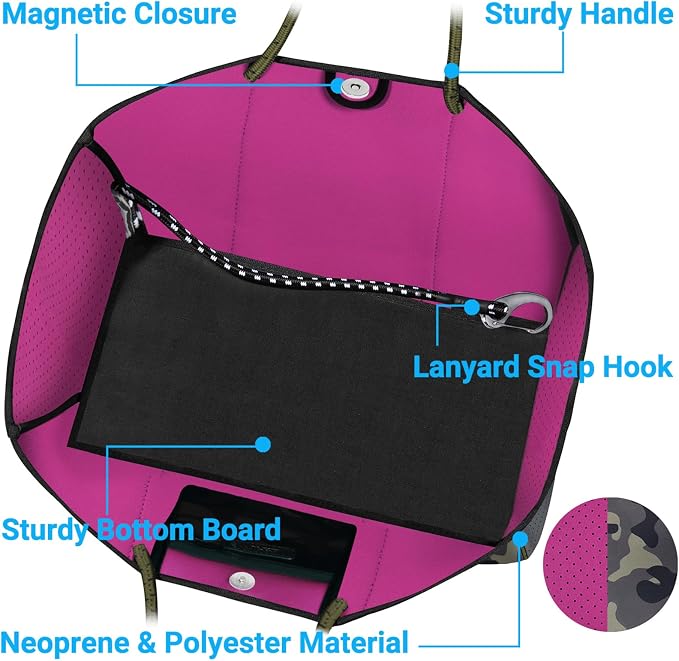 IBFUN Neoprene Bag, Large Multipurpose Beach Bag Neoprene Tote Bag with Inner Pocket for Women/Pool - Image 4