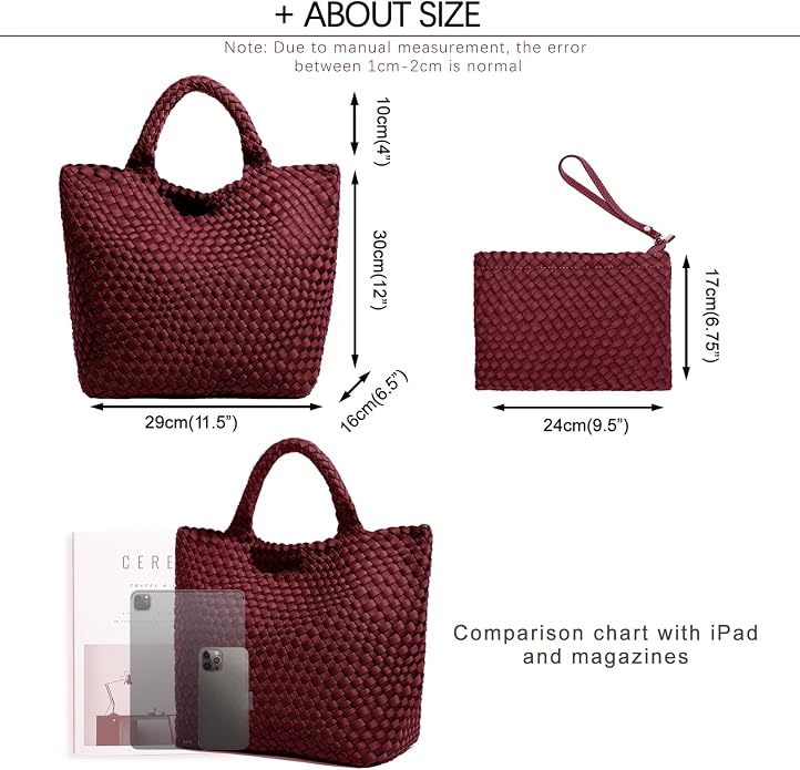JINMANXUE Woven Hobo Bag For Women Neoprene Tote Bag Large Capacity Handbag Patchwork Handmade Casual Shoulder Bags - Image 3