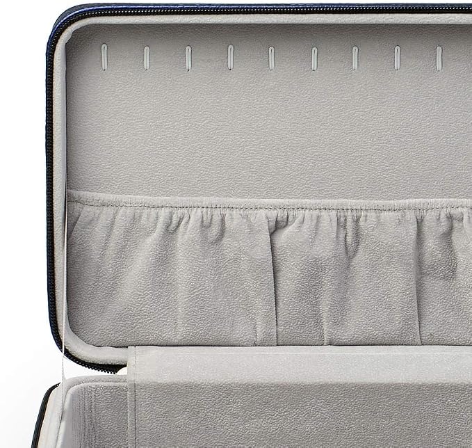 Oirlv Blue Leather Jewelry Box Handmade Travel Jewelry Organizer Storage Case Holder For Girl Lady Earring,Ring,Necklace,Pendant,Watch,Bracelet.(3 layers) - Image 8