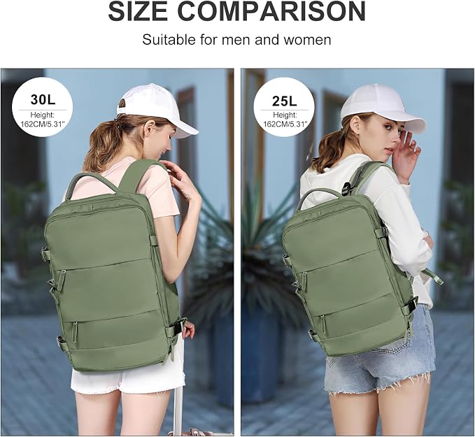 coowoz Large Travel Backpack For Women Men,Carry On Backpack Flight Approved,Hiking Backpacks Waterproof Outdoor Rucksack Casual Daypack Travel Bag Essentials Personal Item Backpack(Gray Green) - Image 8