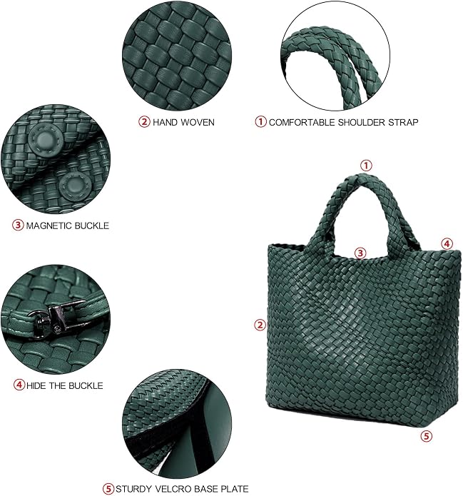 JINMANXUE Fashion Woven Bag Shopper Bag Travel Handbags and Purses Women Tote Bag Large Capacity Shoulder Bags - Image 6