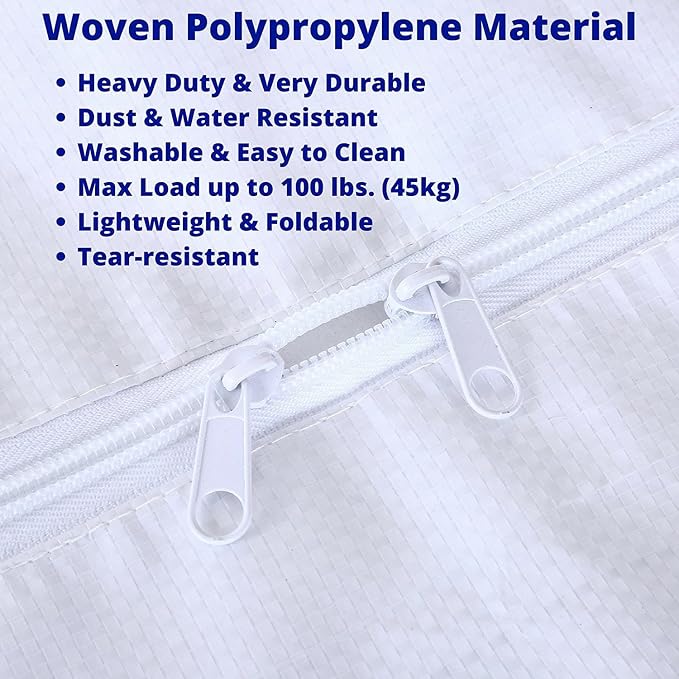 Extra Large Storage Bag - Heavy Duty 45x22x16 Inches Huge Tote Duffel with Max Load of 100 lbs. (45kg) - Tear-resistant & Water-resistant Polypropylene Woven Cloth, With Zippers - Image 5