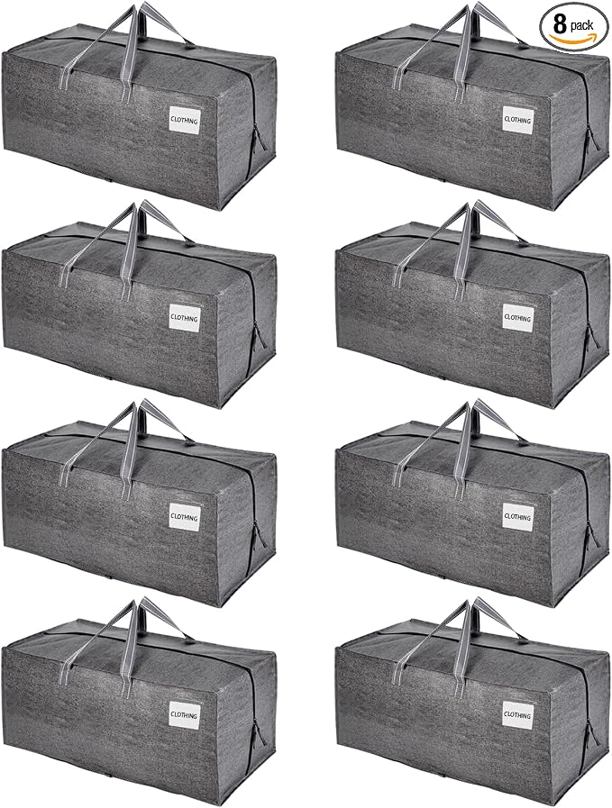 VENO 8 Pack Heavy Duty Moving Bags with Backpack Straps, Zippers & Handles, Extra Large Packing Bags for College Dorm Essentials, Moving Supplies Alternative to Cardboard Moving Boxes by Veno