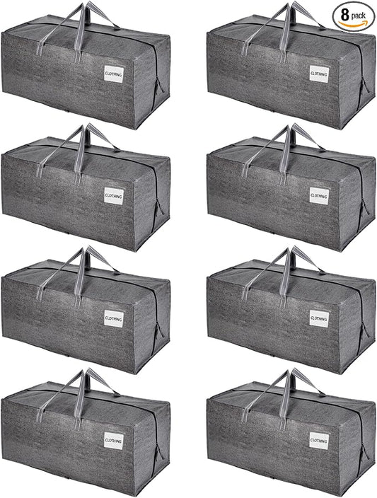 VENO 8 Pack Heavy Duty Moving Bags with Backpack Straps, Zippers & Handles, Extra Large Packing Bags for College Dorm Essentials, Moving Supplies Alternative to Cardboard Moving Boxes by Veno