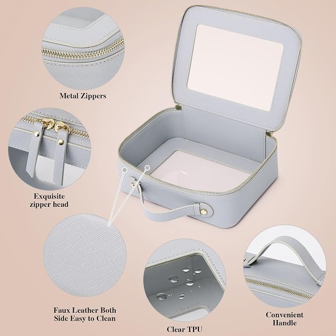 Pinkmik Clear Makeup Bag Waterproof Travel Case for Cosmetics and Toiletries Women's Purse Organizer and Clear Car Bag with Zipper (Gray, L+M+MINI) - Image 6