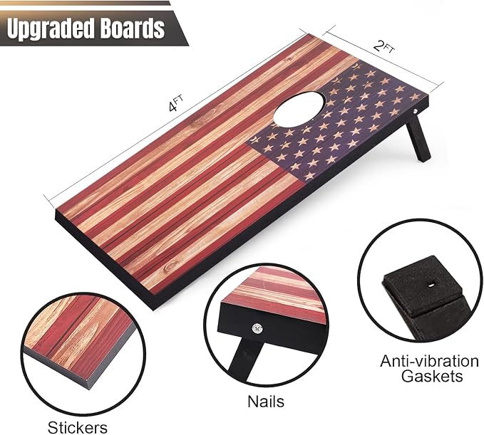 Cornhole Set 4x2 and 3X2 Regulation Size Corn Holes Sets with Carrying Bags & 8 Bean Bags Cornhole Boards Bean Toss Games for Adults Family Outdoor Beach Lawn Outside Backyard Games - Image 3