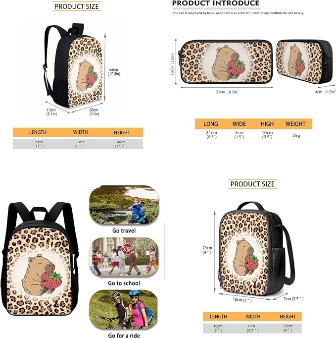 AFPANQZ Kids Backpack 3 Pieces Set Large Capacity School Bags with Heat Insulated Lunch Bags Small Pencil Bags 3 Pack - Image 5