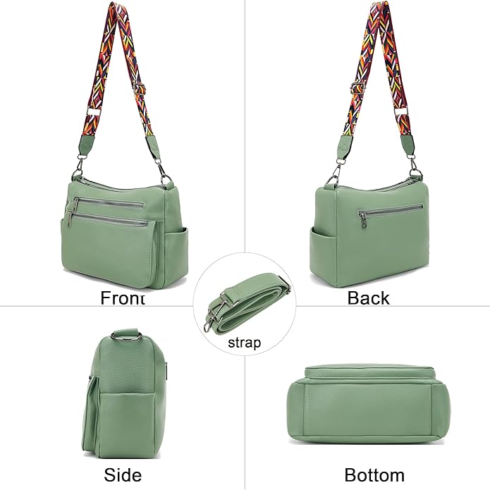 YZAOLL Large Crossbody Shoulder Bag for Women Vegan Leather Tote with Adjustable Wide Strap Work Purse with 10 Pockets