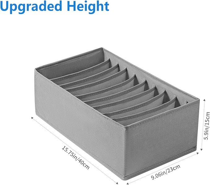 4 Packs T-shirt Drawer Organizers for Clothing,10 Grids Compartment Wardrobe Storage Box, Clothes Organizer for Folded Clothes, T-shirt, Legging-15.75''x9.06''x5.91'' - Image 2
