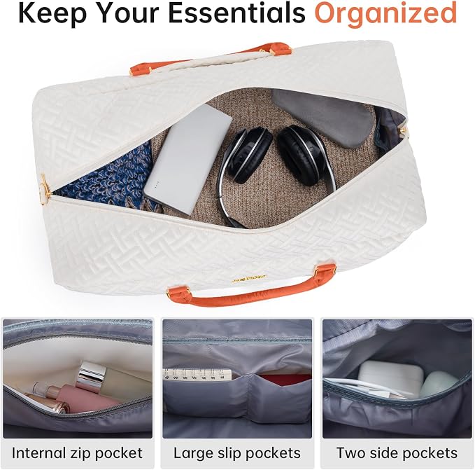 Weekender Bag for Women, 5 Pcs Set Carry on Overnight Bag, 21" Travel Duffel Bag with Waterproof Shoe Compartment for Weekend Travel Business Trip - Image 5