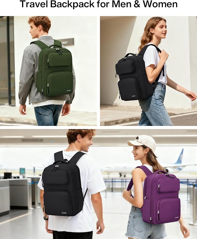 MILADA Travel Backpack for Women&Men,Expandable 28L to 39L,Fits 17" Laptop | Airline Approved Carry-On, Personal Item Backpack, Lightweight Business Rucksack Weekender Bag, Black - Image 7