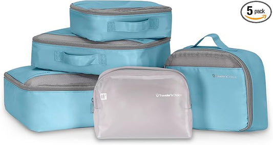 Traveler's Choice Cloverland Packing Cubes, 5-Piece Set, Light Blue by TravelersChoice