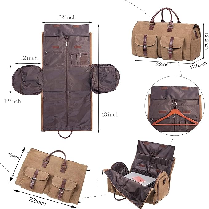 seyfocnia Convertible Travel Garment Bag,Carry on Garment Duffel Bag for Men Women - 2 in 1 Hanging Suitcase Suit Business Travel Bag - Image 3
