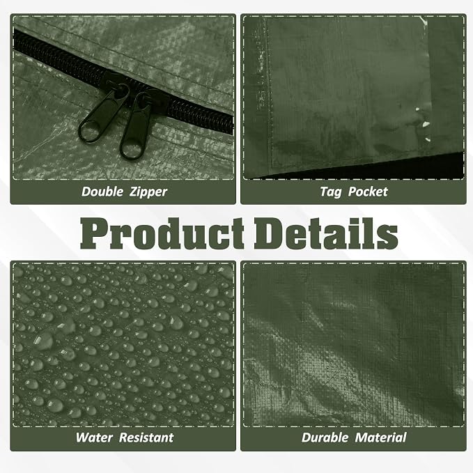 Windyun 4 Pack 168 Gallon Extra Large Moving Bags XXL Heavy Duty Storage Bag with Strong Zipper Handle Jumbo Big Tote Box Foldable for College Dorm Travel Clothes Duffle Blanket Pillow(Army Green) - Image 3