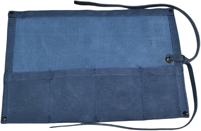 Hide & Drink, Waterproof Waxed Canvas Travel Watch Roll Organizer with 4 Slots, Easy Carry On Watchlover Storage, Handmade Travel Case, Blue Mar - Image 2