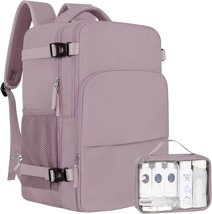 Sinaliy Travel Backpack for Women, Airline Approved Personal Item Bag | Waterproof 16 Inch Laptop Backpack for Work, College, Weekend, Business, Travel Bag with Wet Pocket, Purple by Sinaliy