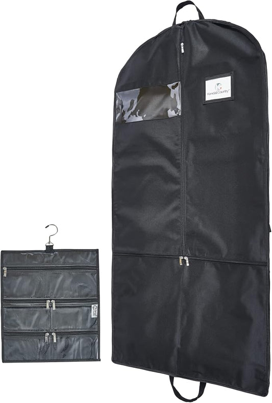 Premium Waterproof Hanging Garment Bag - 52 inch Clothes Bag with Gusset, 4 Pockets, Accessory Pouch & Side Zip for Dance Costumes, Skating, Theatre, Beauty Pageants, Cheer & More. by KendallCountry