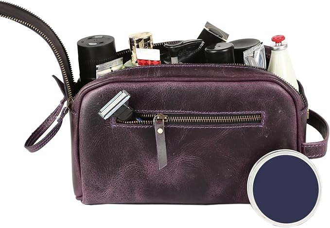 KomalC Travel Toiletry Bag – Premium Leather Dopp Kit for Men & Women with Water-Resistant Lining & Spacious Zippered Organizer - Image 7