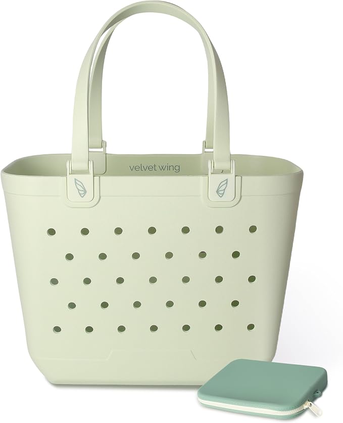 Large Rubber Beach Tote Bag - Waterproof Bag With Sand Proof Pouch For Beach, Travel, Pool (13.7" x 9.4" x 18.9") by Unknown
