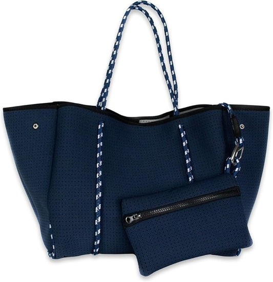 POPUPS Large Neoprene Tote Bag for Women - Everyday Designer Handbag for Travel Work and Beach with Pockets and Zipper Pouch by POPUPSBrand