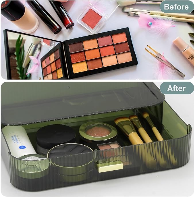 Makeup Organizer Drawers Stackable, Bathroom Vanity Organizers and Storage, Great for Cosmetics, skincare, Lipsticks, Nail Care (Green,1 Drawer) - Image 4