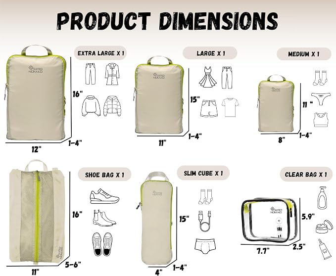 SUITEDNOMAD Ultralight Compression Packing Cubes Set, Suitcase and Backpack Travel Organizer Bags - Image 3