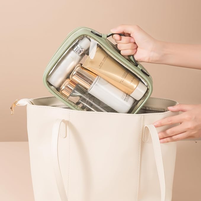 Veki Transparent Makeup Bag Travel Cosmetic Bags Case Waterproof Toiletries Bag Large Capacity Open Storage Bags Organizer With Zipper, Portable Make Up Organizer for Women and Girls - Image 6