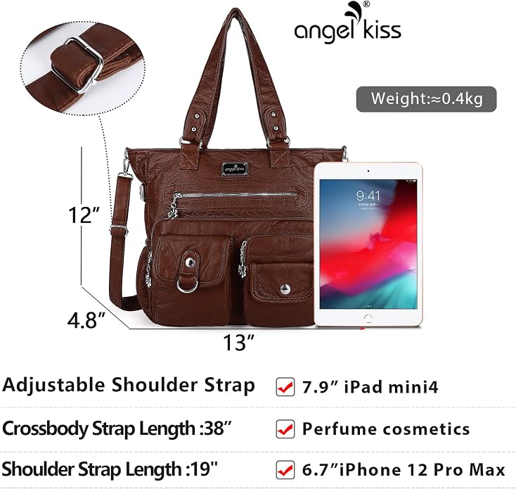 Angelkiss Purses Handbags for Women PU Tote Satchel Bags for Women Pockets Shoulder Bags… | PU - Image 4