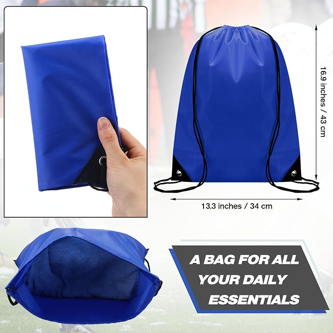 Shappy Drawstring Backpack Bulk Sports Gym Cinch Bag Polyester String Bag for Men Women(Dark Blue,150 Pcs) - Image 2