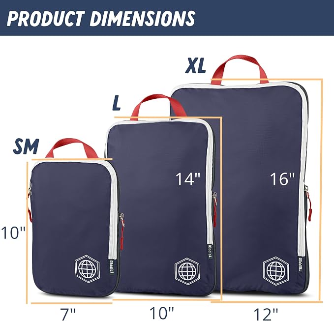 Extra Large Compression Packing Cube 6 Piece Set for Travel and Check Luggage by TRIPPED Travel Gear - Image 8