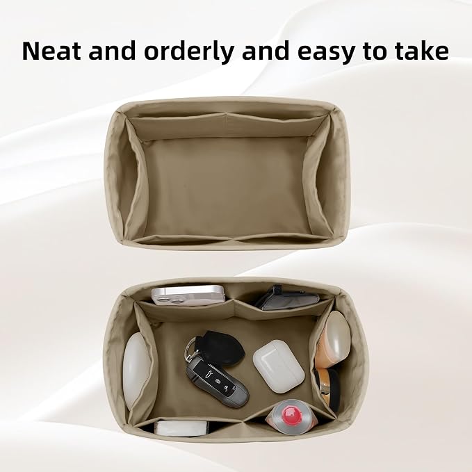 DGAZ Silk Purse Organizer Insert Fits LV Speedy 16/20/25/30/35/45 bags，Silky Smooth Bag Organizer，Luxury Handbag & Tote Shaper（Etoupe grey，SP25） - Image 5