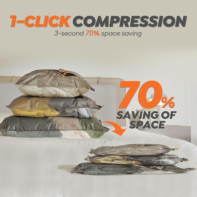 Rechargeable Wireless Pump Travel Storage Bags Set - 15 Pack Medium Size Vacuum Bags for Travel & Home, Space-Saving Compression Packing for Clothes, Blankets & Bedding