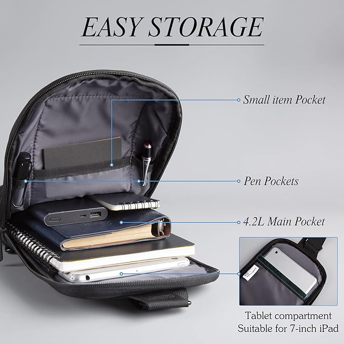 Kingsons Small Crossbody Bag Sling Bag for Men Women Waterproof Chest Pack with Anti Theft Pocket, Casual Daily Daypack Shoulder Bag for Running Travel Cycling Hiking - Image 3