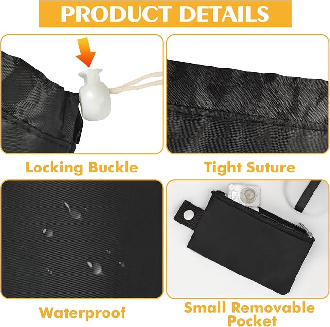 INVODA Drawstring Makeup Bag for Women Cosmetic Bag Large Travel Make up Bags Portable Barrel Toiletry Bag Toiletries Pouch Travel Cosmetic Organizer (Black) - Image 8