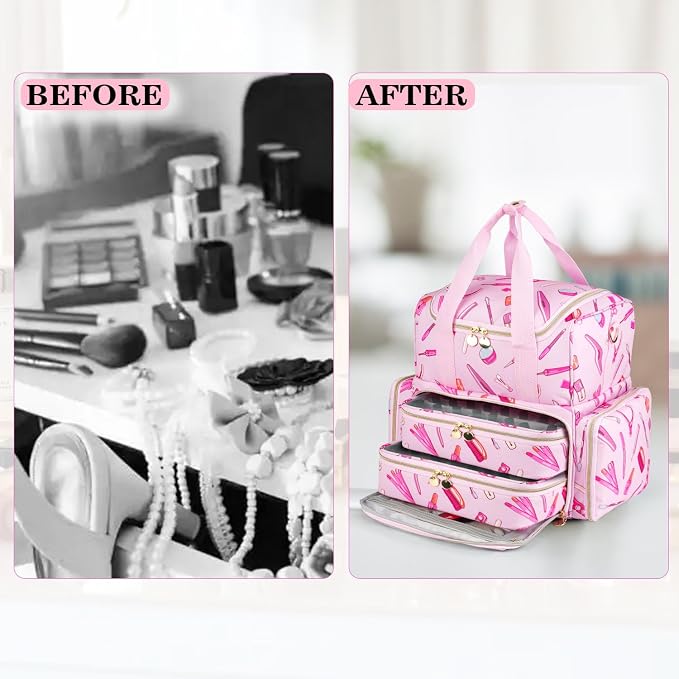 Nail Polish Organizer Case - Large Double Layer Organizers and Storage Bag for Nail Supplies and Art Tech - Image 4