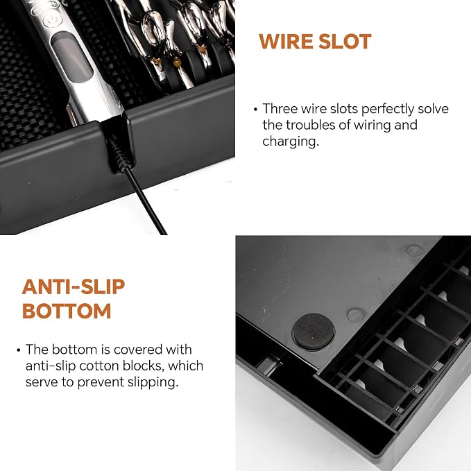 Barber Clippers Station, 15 x 11.8 x 4.3 inch Removable Tray Featuring Dedicated Clippers & Guards Slots and Scissor Razor Slots, for Barber&Salon and Home Stylist Accessories Station Organizer - Image 7