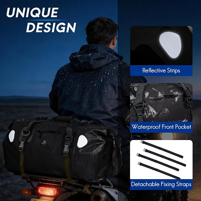 Haimont Waterproof Duffel Bag Roll-top Dry Duffel Bag with Quick-fixed Straps for Motorcycling, Rafting, Boating, SUP, Kayaking, Travel, 50L/70L - Image 3