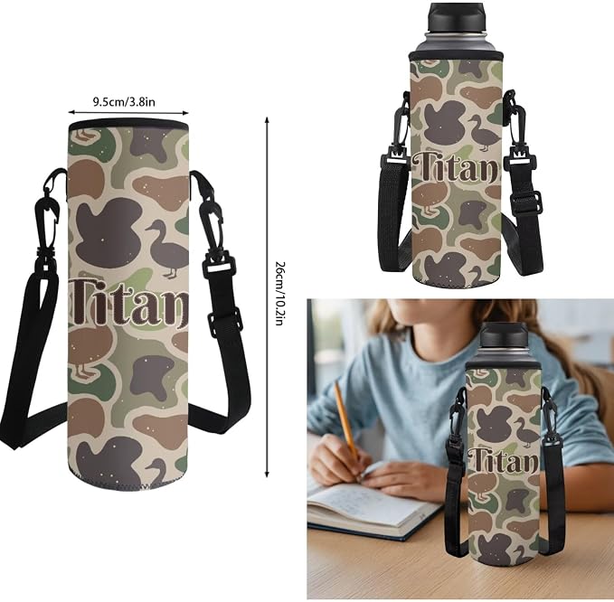 Duck Camo Custom Name 4Pcs Kids Backpack Set for School, 17 Inch | Lunch Box, Water Bottle Holder, Lightweight Durable 600D Material, Multi Pockets, for Elementary Middle School Daily Travel - Image 7