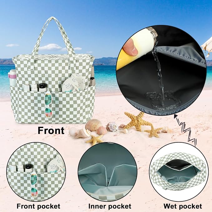 Bluboon Waterproof Beach Tote Pool Bags for Women Ladies Extra Large Carry On Bag With Wet Compartment for Weekender Travel - Image 5