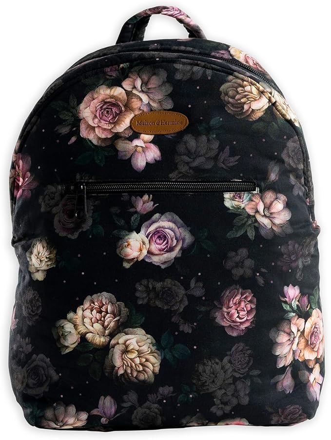 Maison d' Hermine Backpack for Women Men Cotton Shoulder Multipurpose Rucksack with Small Pouch Lightweight Multi Pocket Bag for Travel Work Beach Perfect for Spring Summer (Moody Florals) by MaisondHermine