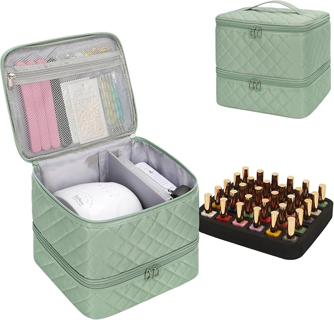 Ethereal Nail Polish Organizer Case Holds 30+ Bottles (15ml/0.5 fl.oz) Nail Lamp, Gel Polish Travel Case Bag for Nail Suppiles, Gift for Manicurist, Girls by Ethereal