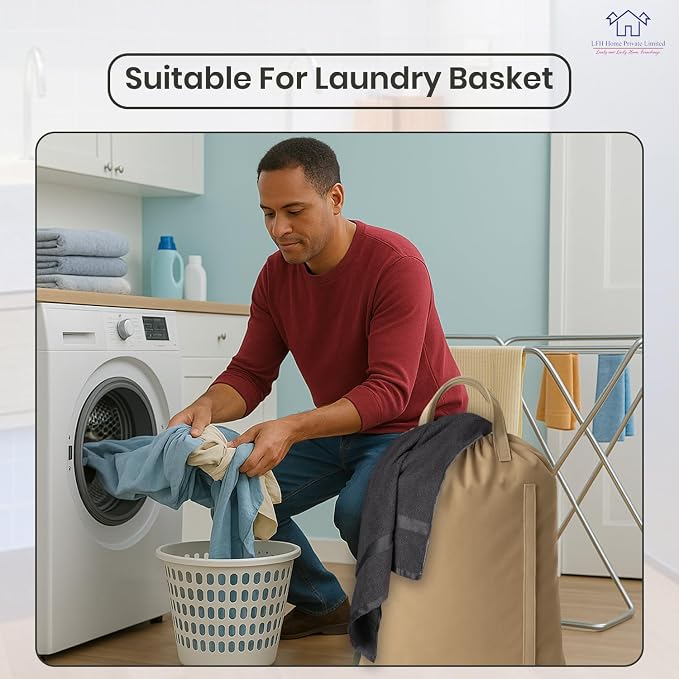 LFH Home Large Premium Cotton Rich Canvas Laundry Bag with Drawstring and Handles Heavy Duty, Multi-Use, and Washable for Home, Travel, College or Storage 20x30 (Pack of 2)-Beige - Image 5