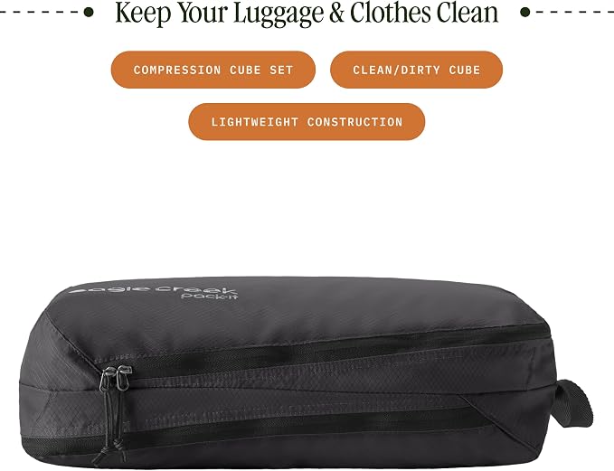 Eagle Creek Pack-It Isolate Carry-On Set - Compact Compression Cube Set for Optimizing Luggage Space - Convenient Top Handle - Internal Storage Divider - Water-Resistant - Washable - Black - Image 2