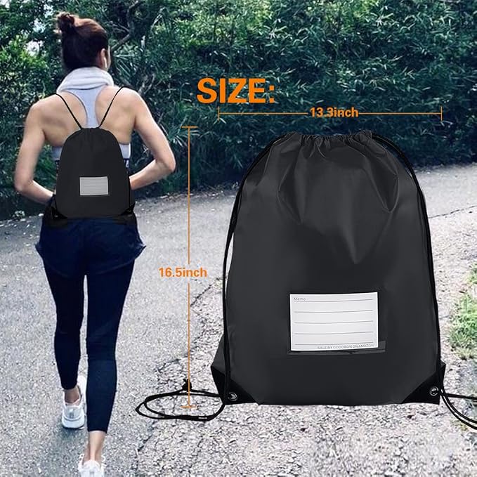 CODOBON 50 Pack Drawstring Bags,Bulk Draw String Backpack, DIY Gym Sports Cinch Bag Sackpack for Women Men, Black - Image 5