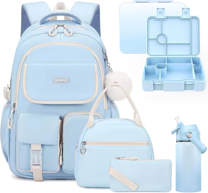 DIGOBAY Backpacks for Girls, 12PCS School Backpack with 43OZ Bento Box 14OZ Water Bottle Lunch Bag Pencil Pouch for Teen Girl Kids Elementary Primary Middle High College Travel School bag Bookbag Set by DIGOBAY