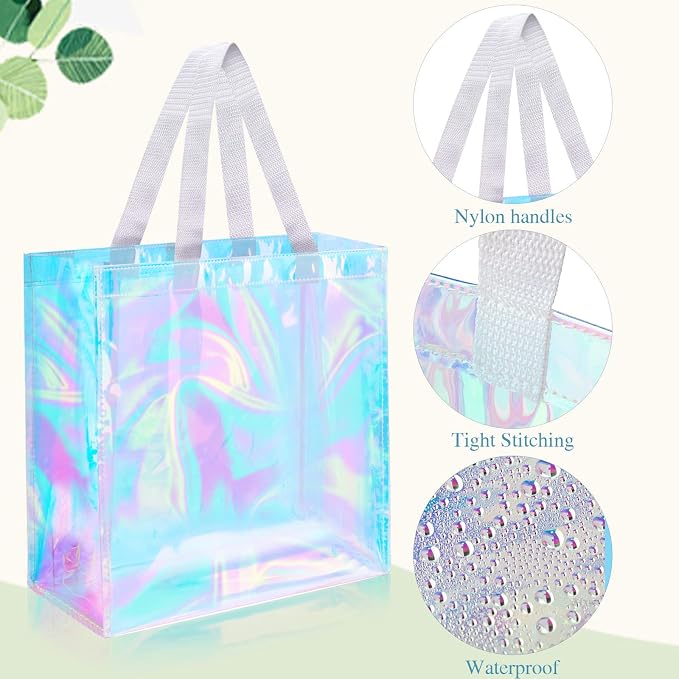 Saintrygo 20 Pack Clear Tote Bags Bulk 12 x 12 x 6 PVC Plastic Tote Bag with Handles for Stadium Work Beach Sports(Bright Color) - Image 5