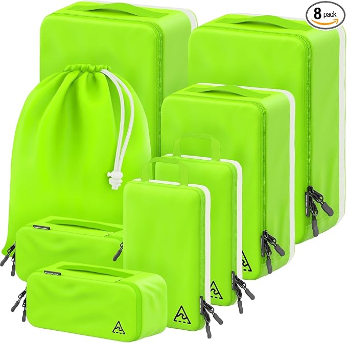 8-Piece Luxury Compression Packing Cubes & Bags for Travel – Maximize Space in Luggage with HybridMax Double-Capacity Design, 50 Luggage Tags, Deluxe Set, Lifetime Satisfaction Suitcase Organizer Bags by WellTraveled