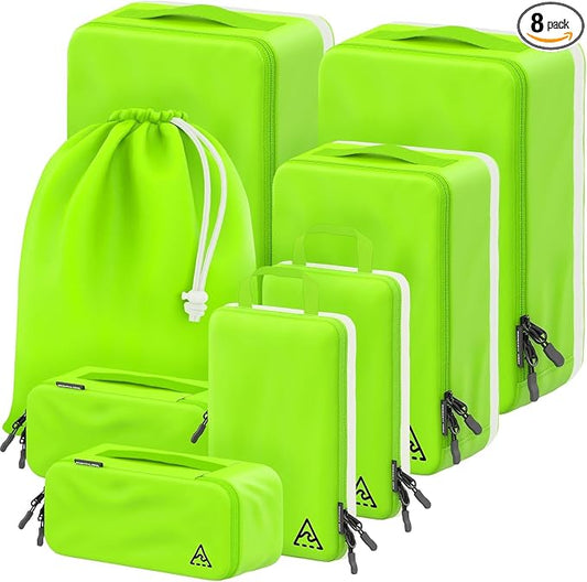 8-Piece Luxury Compression Packing Cubes & Bags for Travel – Maximize Space in Luggage with HybridMax Double-Capacity Design, 50 Luggage Tags, Deluxe Set, Lifetime Satisfaction Suitcase Organizer Bags by WellTraveled