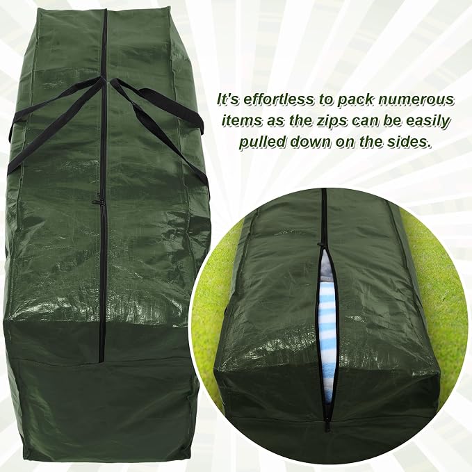 Windyun 4 Pack 98 Gallon Extra Large Moving Bags XXL Heavy Duty Storage Bag with Strong Zipper Handle Jumbo Big Tote Box Foldable for College Dorm Travel Clothes Duffle Blanket Pillow(Army Green) - Image 4