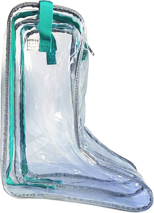 Howdy Boot Bag - clear see-thru waterproof storage bag for cowboy boots mens and womens tall riding boots travel accessories shoe organizer and closet or under bed space saver storage hanging bags. by Howdy+Boots